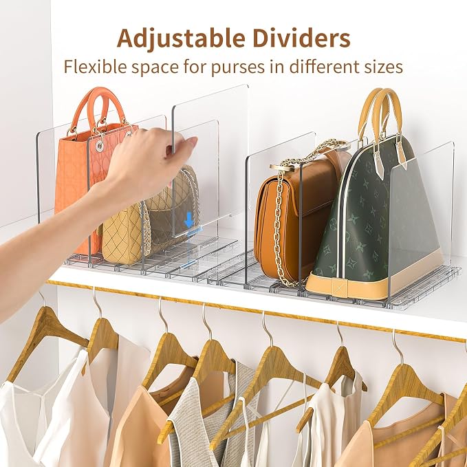 GoMaihe Bag & Purse Organizer for Closet: 4 Sets Adjustable Clear Handbag - Image 2