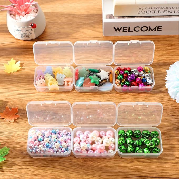 SATINIOR 24 Packs Small Clear Plastic Beads Storage Containers Box - Image 4
