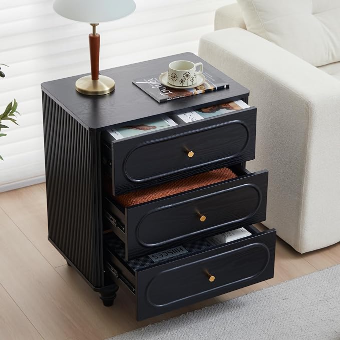 ORRD 3 Drawer Fluted Dresser for Bedroom Set of 2, Mid Century Modern Chest of - Image 5