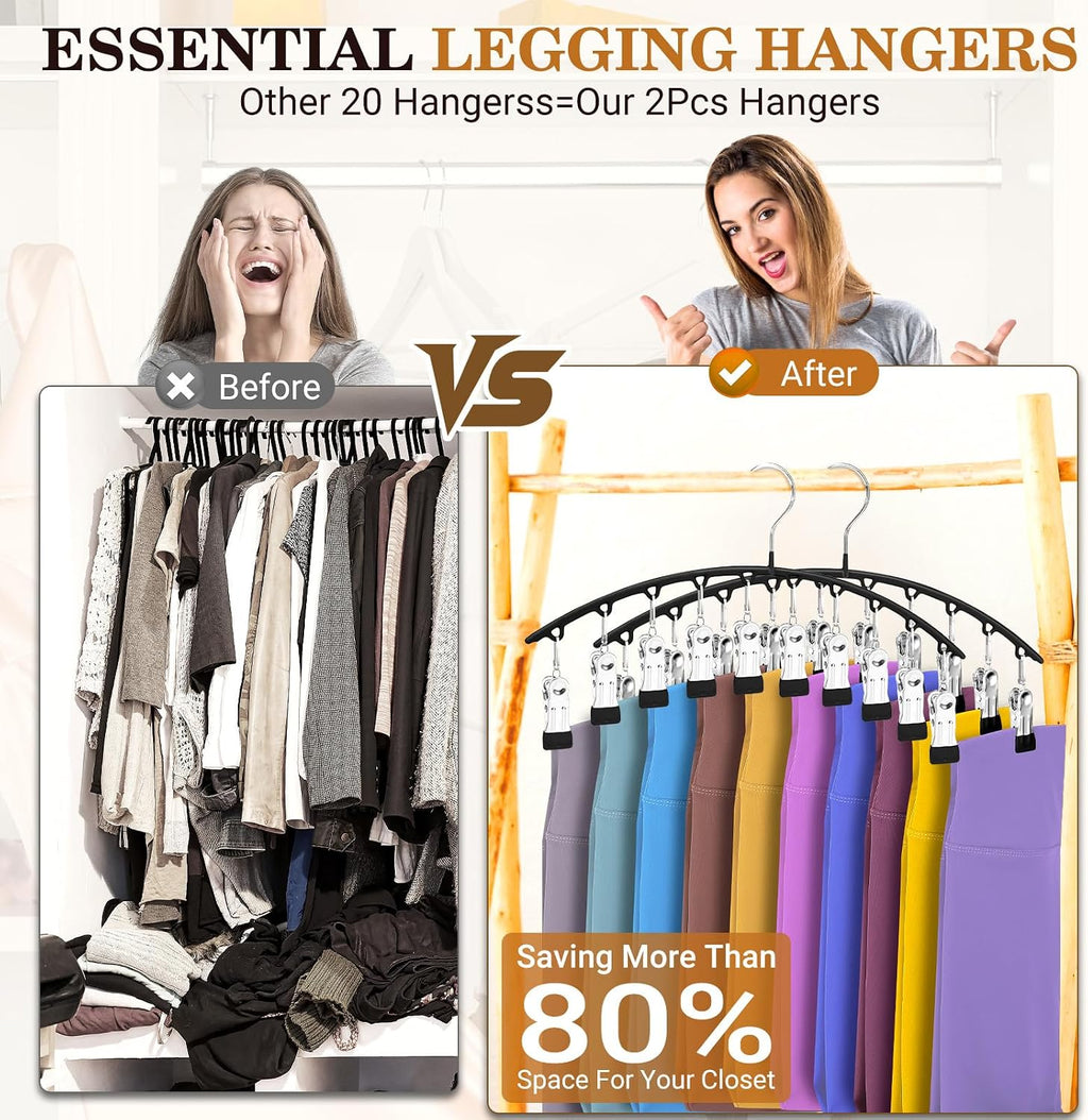 InPoTo Legging Organizer 2 Pack Metal Hanger 10 Clips Holds 20