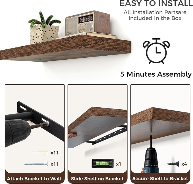Floating Shelves for Wall, Engineered Wood Wall Shelves - Image 5