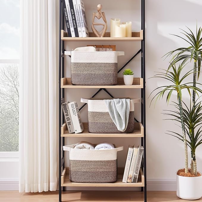 Storage Baskets for Organizing, Woven Baskets for Shelves, Rectangle Decorative - Image 3
