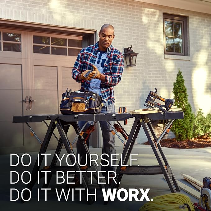 Worx Pegasus 2-in-1 Folding Work Table & Sawhorse, Easy Setup Portable Workbench - Image 10