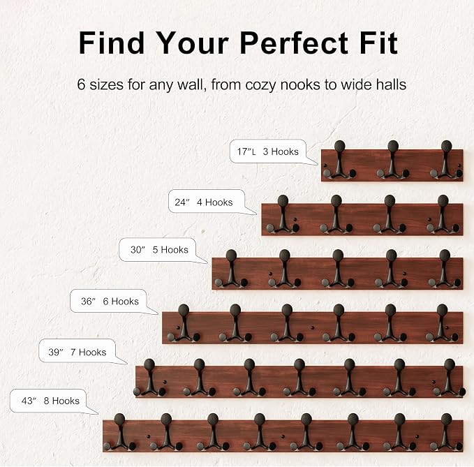 SKOLOO 17-Inch Wood Coat Rack Wall Mount - Image 7