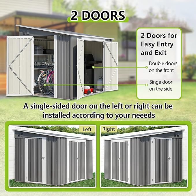 6x8FT Lean to Sheds Metal Outdoor Storage Shed - Image 4