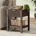 Fluted Night Stand with Golden Handle, Mid-Century Nightstands with Drawer by TROJMHome