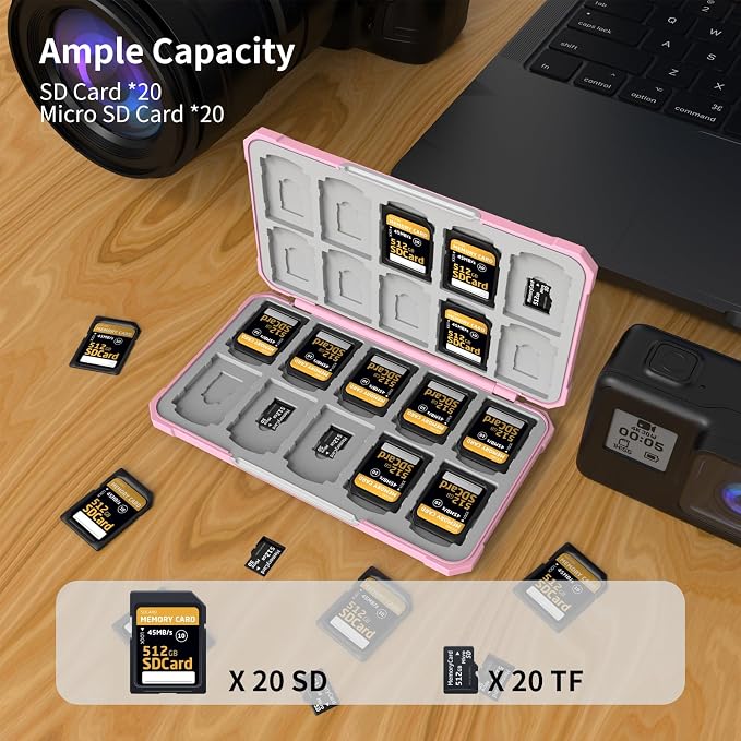 Memory Card Case with 40 Slots for 20 Micro SD SDXC SDHC TF Cards and 20 SD - Image 5