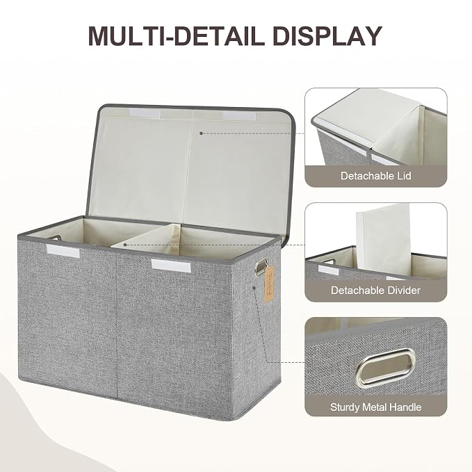 Large Toy Box with Flip-Top Lid, Collapsible Storage Organizer Bins with - Image 3
