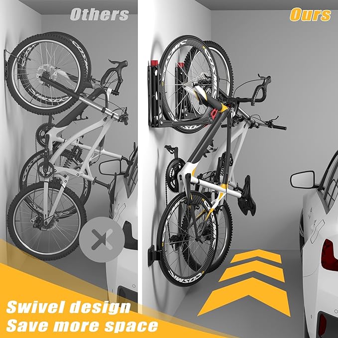 TORACK BIKEPAL No Lift Swivel Bike Rack, Space Saving Vertical Wall Mount Bike - Image 5