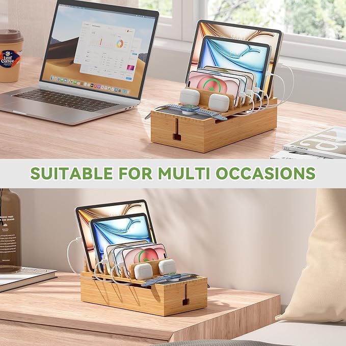 Pezin & Hulin Bamboo Charging Stand Rack, Wooden Charge Box - Image 8