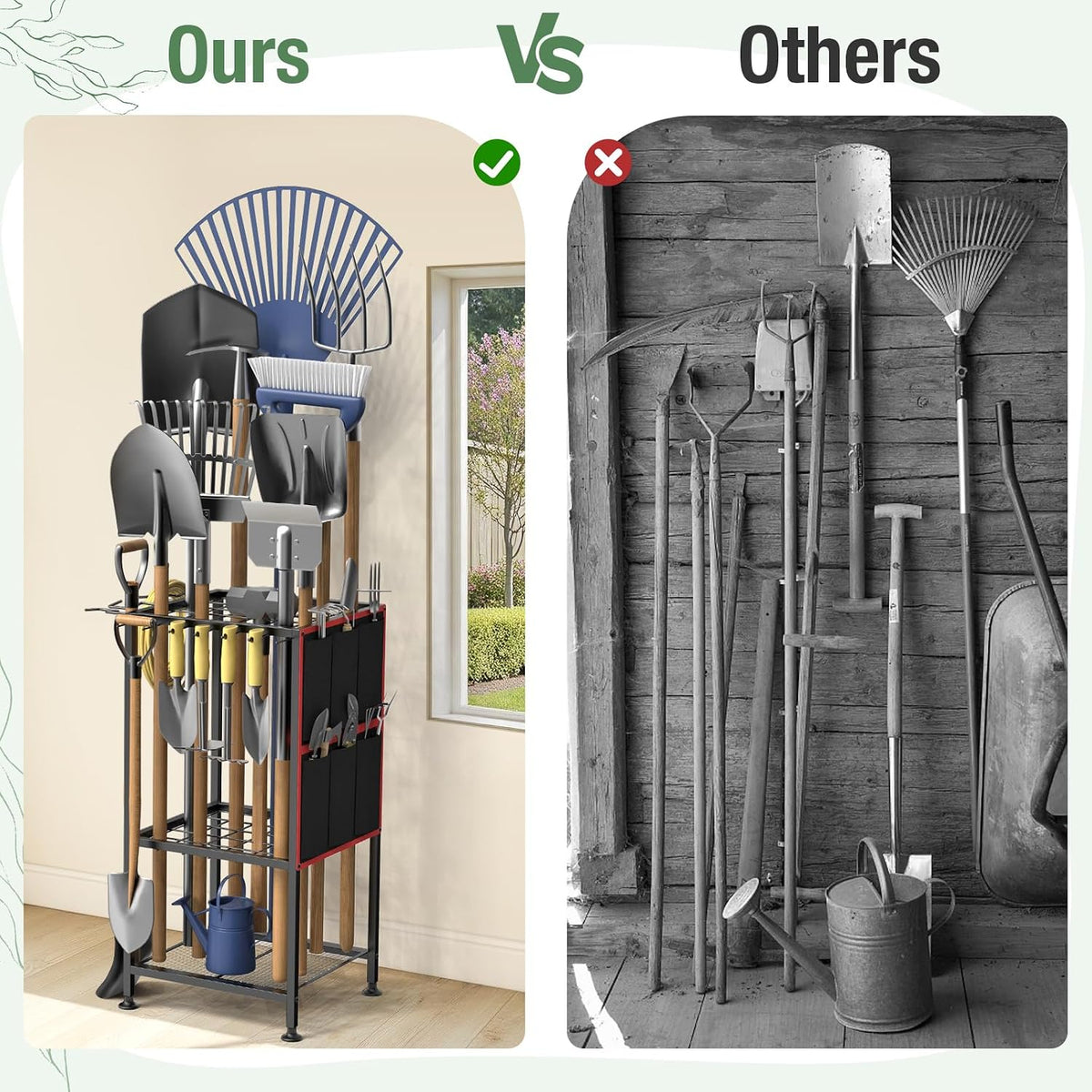 Garden Tool Organizer,Metal Yard Tool Organizer,Holds 50 Long-Handled