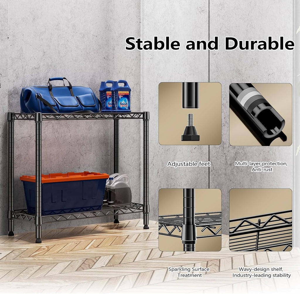 MZG 220 lbs 2 Tier Storage Rack Metal Wire Shelving Unit, Storage