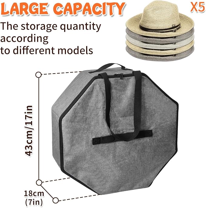 Boczif Hat Storage Box for Women and Men, Hat Storage bag for Travel Collapsible - Image 6