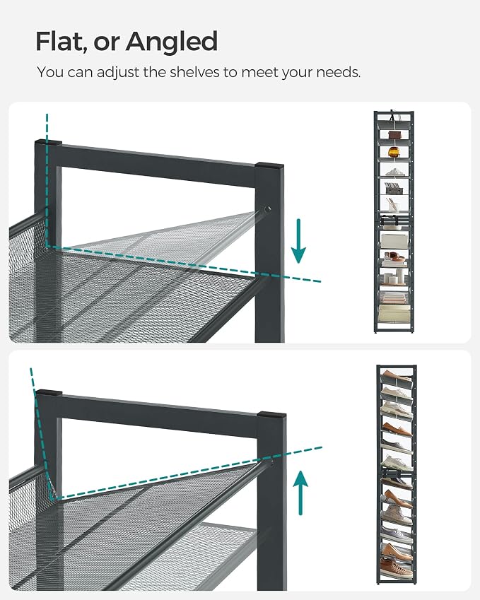 SONGMICS 12-Tier Stackable Shoe Shelf Set, Metal Shoe Storage - Image 5
