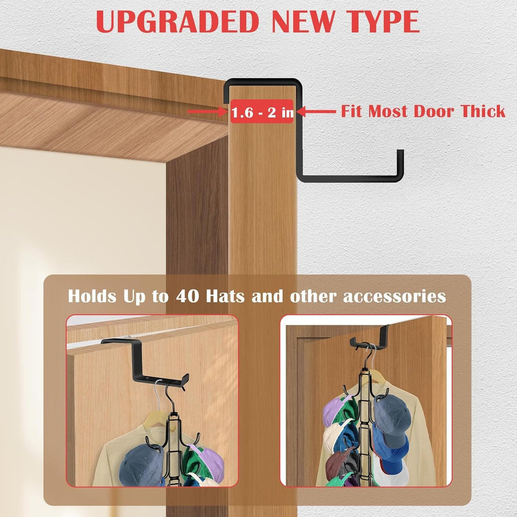 Hat Organizer for Closet: Collapsible Caps Rack with 10 Large Hooks