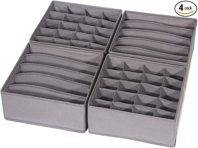 DIOMMELL 4 Pack Foldable Cloth Storage Box Closet Dresser Drawer Organizer by DIOMMELL