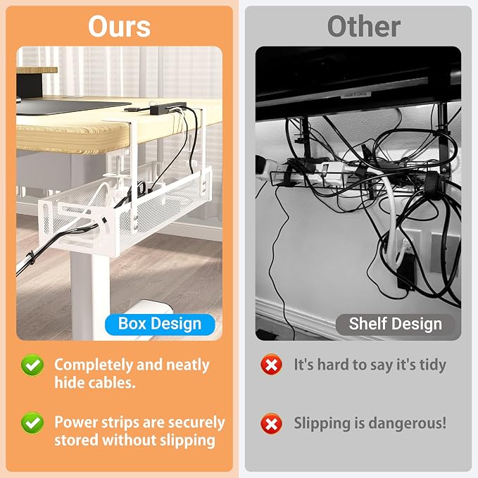 No Drill Under Desk Cable Management Tray, SONATURE 15.7" Cord Organizer - Image 6