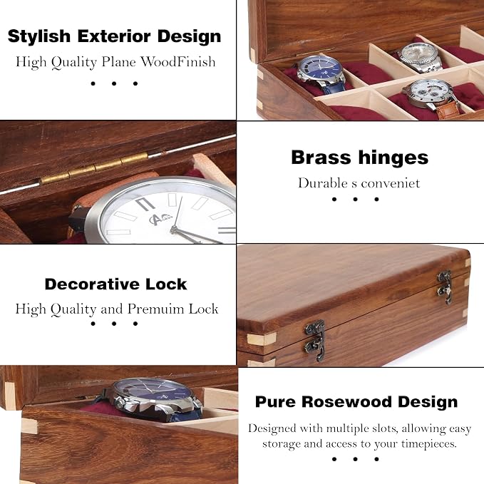 Wooden Watch Box for Men & Women, Watch Organizer & Display Case, Premium - Image 4