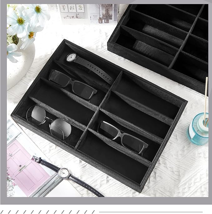 Amylove 2 Pcs Sunglass Organizer Trays Glasses Stackable Jewelry Trays Sunglass - Image 7