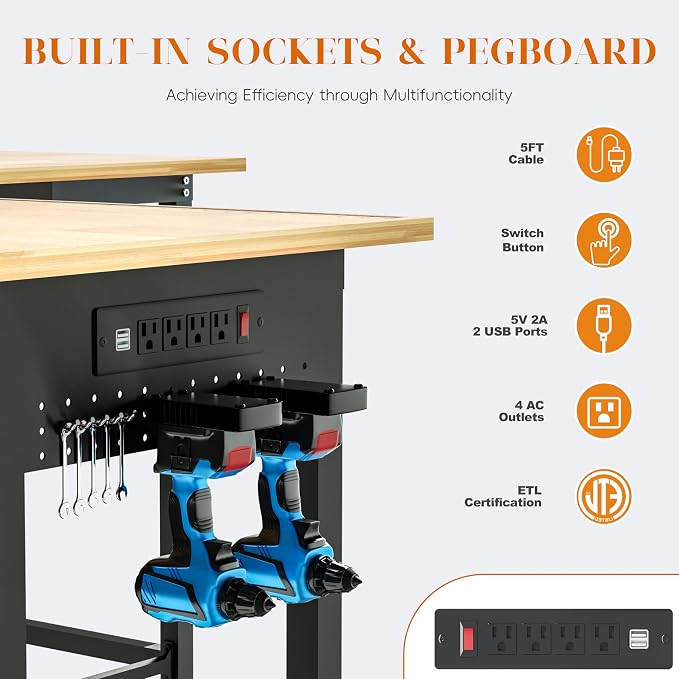 Betterhood 48"/60" Heavy-Duty Adjustable Workbench - Image 5