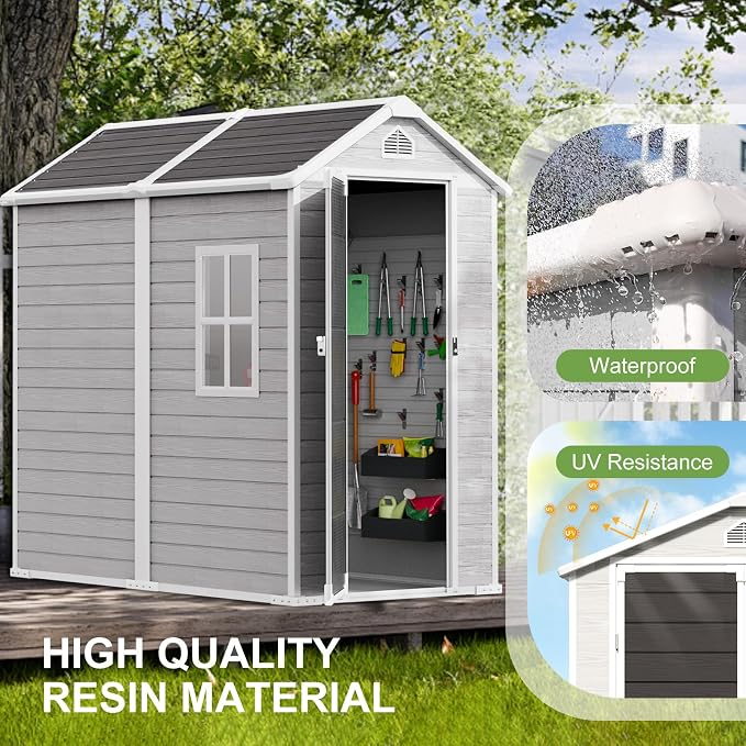 6x4 FT Outdoor Storage Shed, Waterproof Resin Shed - Image 5