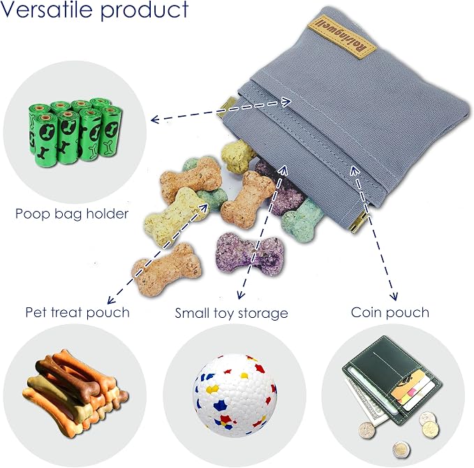 Dog Treat Pouch, Small Cotton Pocket Sized Training Holder, Hand Free Walking - Image 4