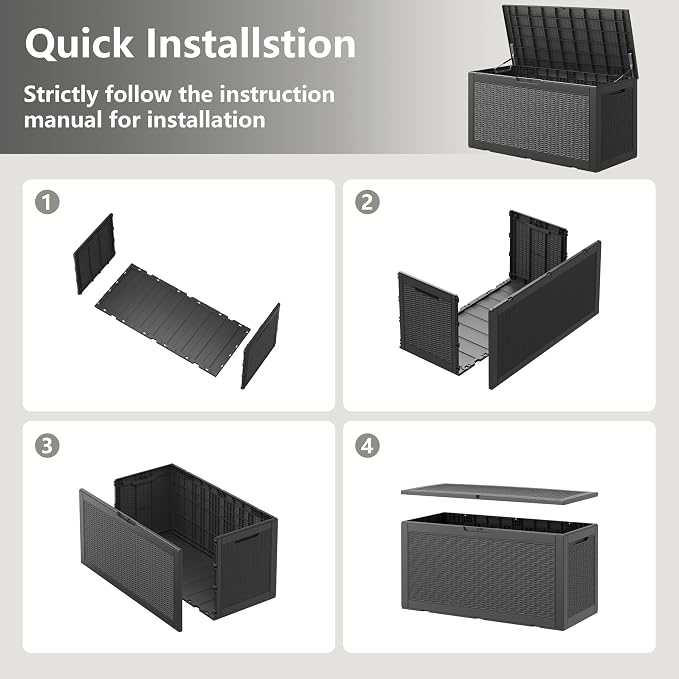 Outdoor Storage Box, Resin Deck Boxes Outdoor Waterproof - Image 6
