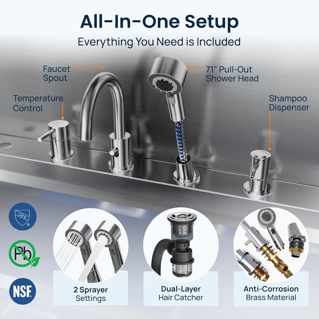 Dog Washing Station 304 Stainless Steel Pets Grooming Tub