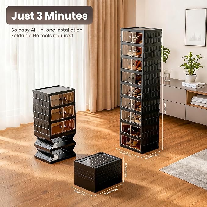 Foldable Shoe Organizer Storage Box, Portable Extra Large Folding Shoe Rack - Image 2