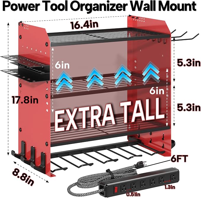 4 Layer Heavy Duty Power Tool Organizer Wall Mount - Image 4