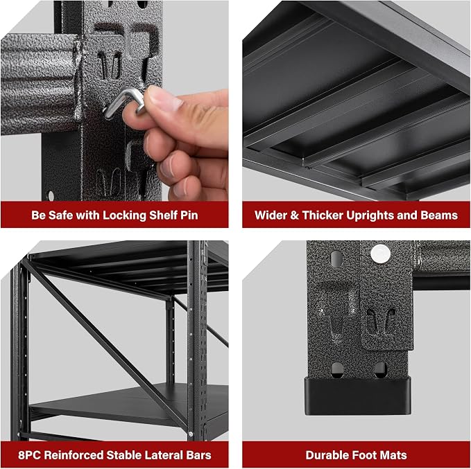 48" Wide Heavy Duty Garage Shelving Units, 3000LBS 24 Deep Storage Shelves - Image 7