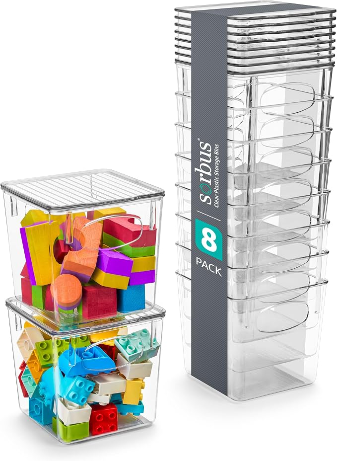 Sorbus Small Clear Plastic Storage Bins by Sorbus