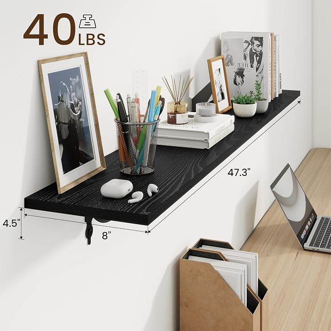 RICHFOCUS Floating Shelves for Wall Decor, 47.3W x 8D Shelves Set of 2 - Image 3