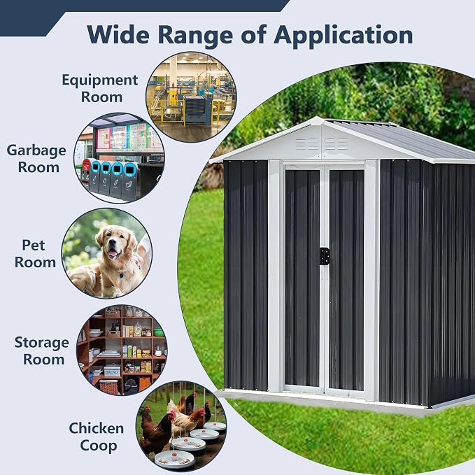 Outdoor Sheds 5FT x 3FT Outdoor Storage, Metal Anti-Corrosion Utility Tool House - Image 4