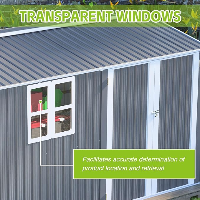 8x12 FT Outdoor Metal Storage Shed - Image 4