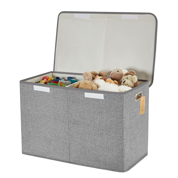 Large Toy Box with Flip-Top Lid, Collapsible Storage Organizer Bins with by Roobyl