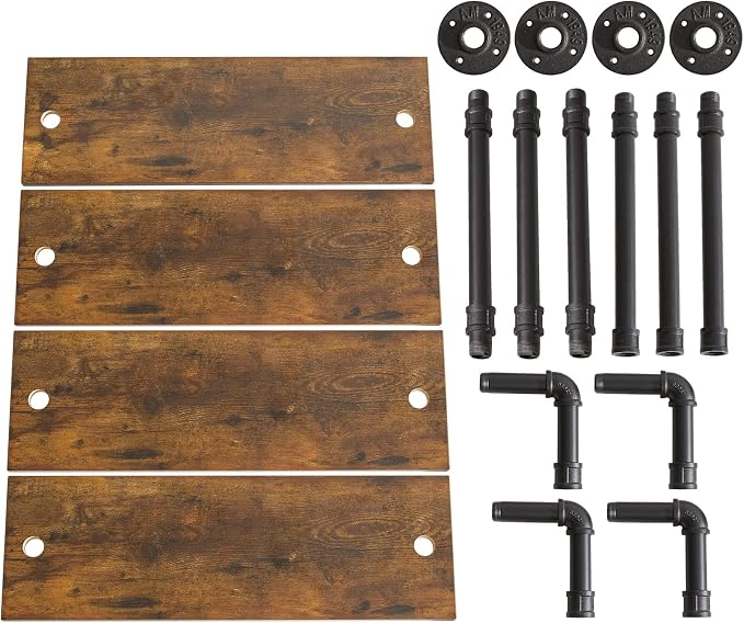 YMYNY Industrial Pipe Shelf Bracket, 4 Tiers Retro Wall Mounted Floating Shelf - Image 7