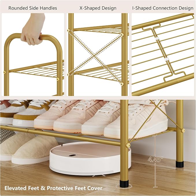 Hoctieon 3 Tier Mesh Style Shoe Rack, Entryway Shoe Shelf, Shoe Storage - Image 7