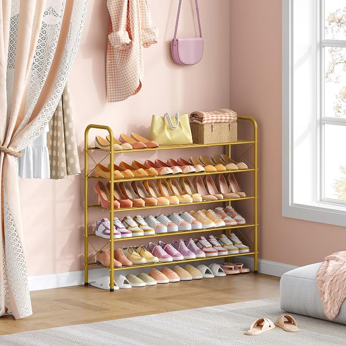 Hoctieon 5 Tier Shoe Rack for Closet, Durable Mesh Style Shoe Rack, Entryway - Image 6
