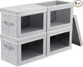 Storage Baskets with Lids, 4 Pack Large Box Organizer with Window, Fabric by Homsorout