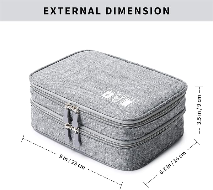 Lanola Travel Cable Organizer Bag, Electronic Accessories Case Portable Double - Image 2