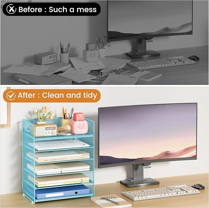 Subekyu 6 Tier Office File Paper Desk Tray Organizer - Image 2