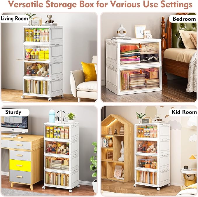 CTSNSLH 4 Tier Plastic Storage Bins and Boxes Organizer - 27Qt Stackable - Image 4
