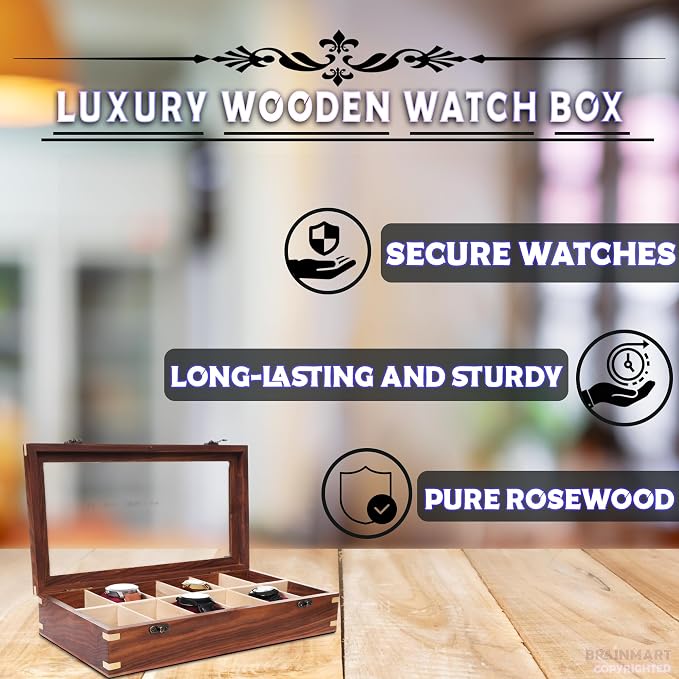 Wooden Watch Box for Men & Women, Watch Organizer & Display Case, Premium - Image 2