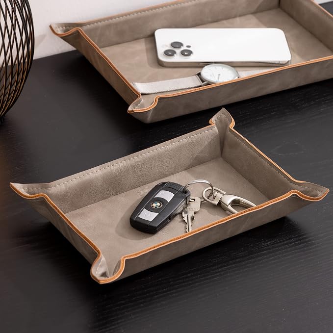 Navaris Faux Leather Tray Set - Image 3