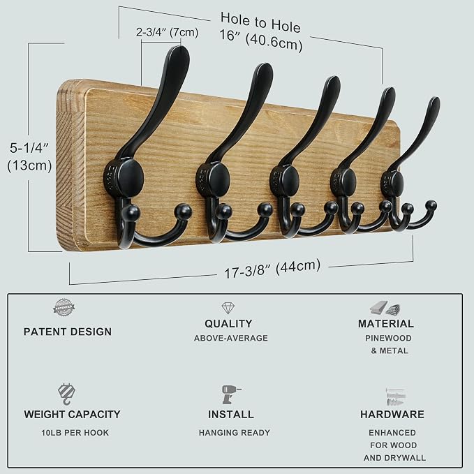 Dseap Coat Rack Wall Mount - Image 5