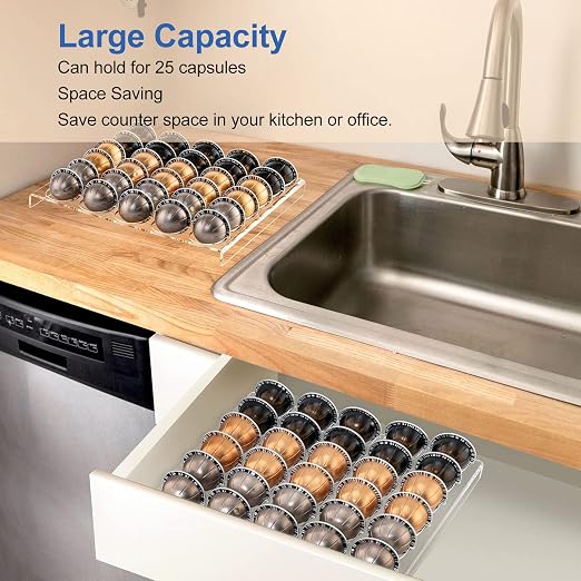 Eujgoov Coffee Capsule Storage Tray 25 Pods Holder Drawer - Image 6
