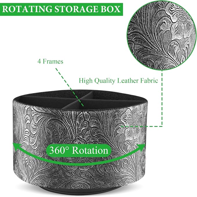 lizimandu Round Leather Art Supply Organizer, Remote Control Holder, 360 Degree - Image 3