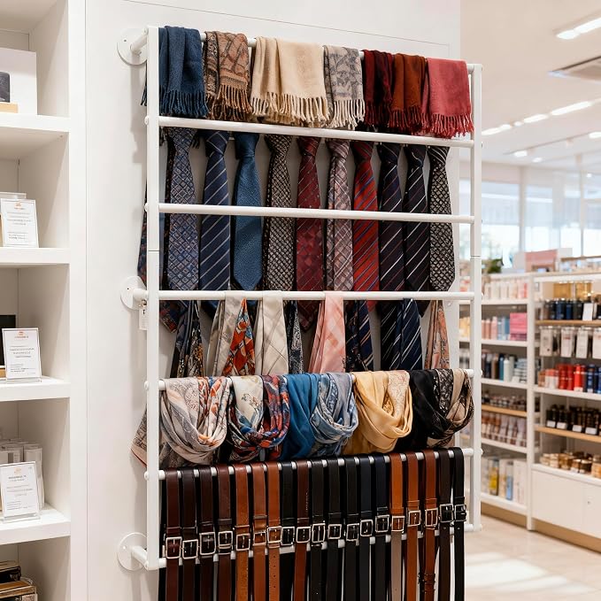Wall Mounted Display Rack, 7-Layer Wrapping Paper Ribbon Organizer Scarves Tie - Image 7