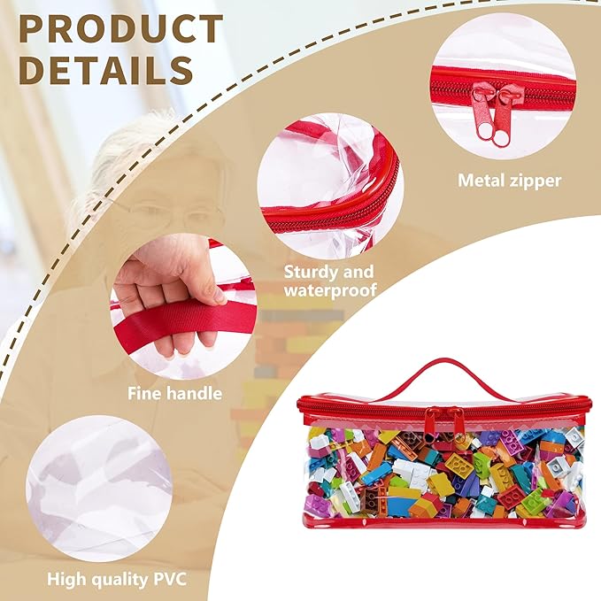 3 Packs Clear Toy Storage Bags- 9.4 x 6.7 x 4.3 Inch Transparent PVC Toy - Image 3